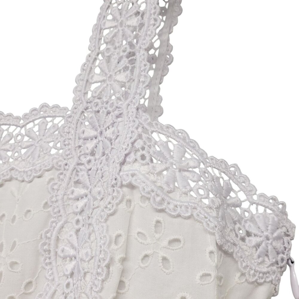 Charo Ruiz Zuma White Eyelet Lace Linen Embroidered Playsuit Romper Boho Beachy - Picture 6 of 14